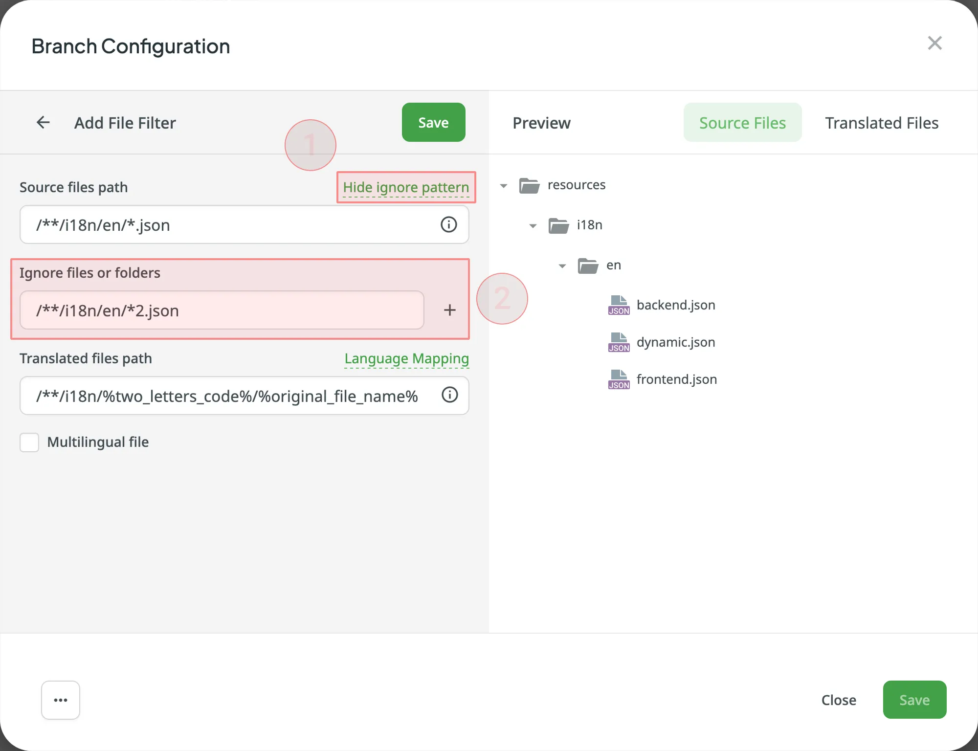 Ignore files or folders